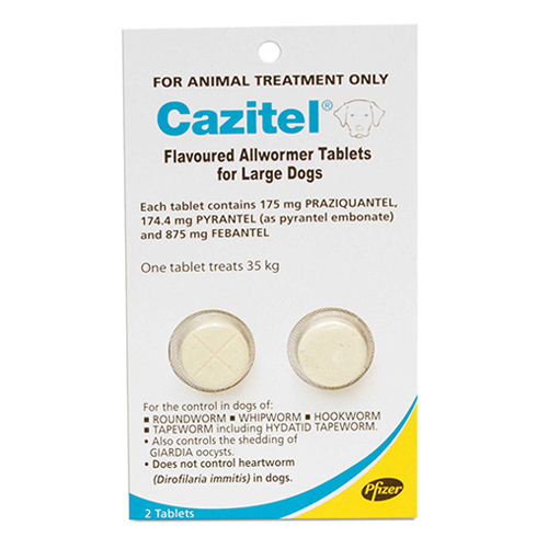 Cazitel Flavoured Allwormer For Dogs 35kgs 2 Tablet