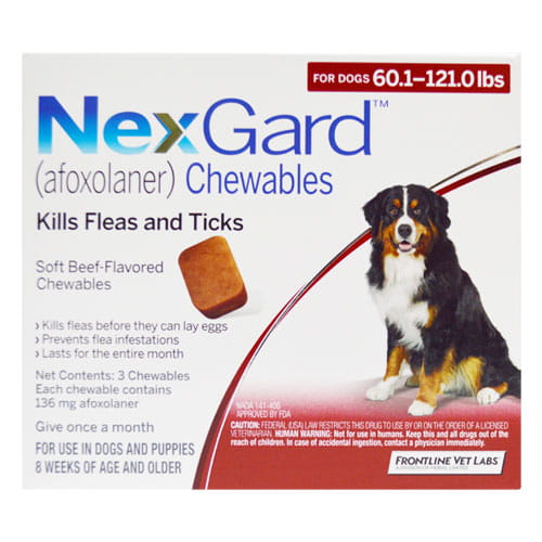 Nexgard For Extra Large Dogs 60.1-120 Lbs (red) 3 Chews