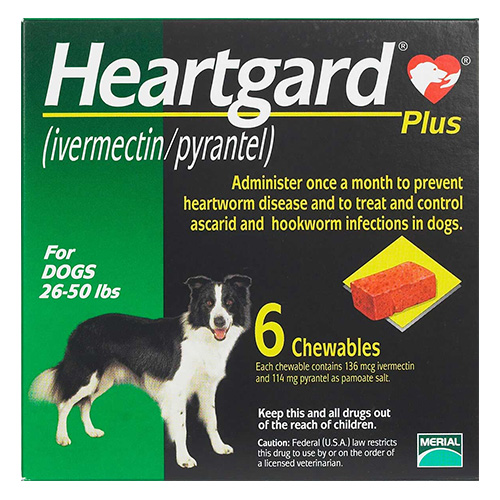 Heartgard Plus For Medium Dogs 26-50lbs (green) 12 Doses