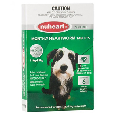 Nuheart Generic Heartgard For Medium Dogs 26-50lbs (green) 12 Tablet