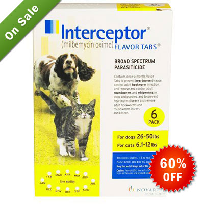 Interceptor For Dogs 26-50 Lbs (yellow) 3 Chews