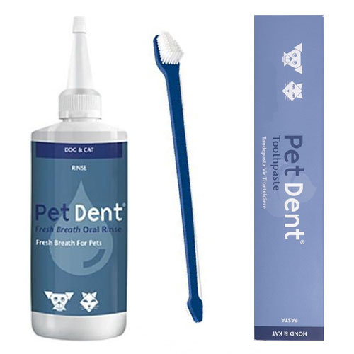 Pet Dent Dental Kit For Cats And Dogs (tooth Brush + Paste + Oral Rinse) 2 Pack