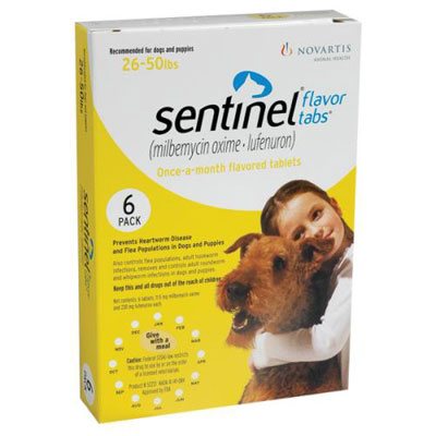 Sentinel For Dogs 26-50 Lbs (yellow) 12 Chews