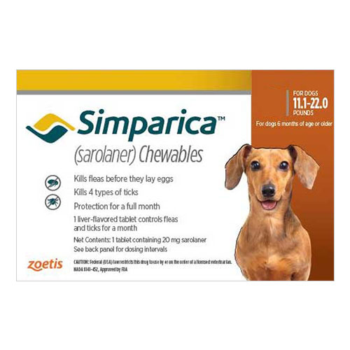 Simparica For Dogs 11.1-22 Lbs (brown) 6 Pack