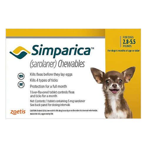 Simparica For Dogs 2.8-5.5 Lbs (yellow) 6 Pack