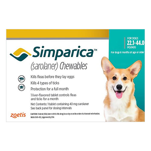 Simparica For Dogs 22.1-44 Lbs (blue) 6 Pack