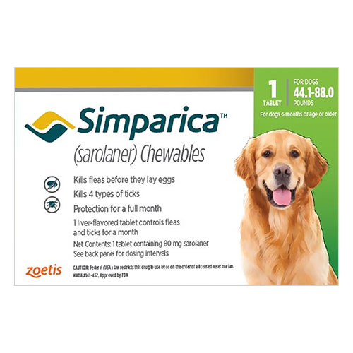 Simparica For Dogs 44.1-88 Lbs (green) 3 Pack